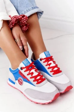 Damskie Sportowe Buty Memory Foam Big Star HH274526 Biało-Niebieskie