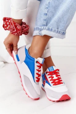 Damskie Sportowe Buty Memory Foam Big Star HH274526 Biało-Niebieskie