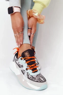 Damskie Sportowe Buty Memory Foam Big Star HH274324 Szaro-Zielone