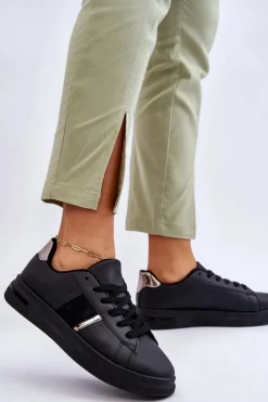 Damskie Sportowe Buty Na Platformie Czarne Soris