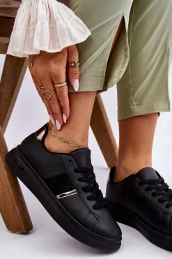 Damskie Sportowe Buty Na Platformie Czarne Soris