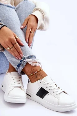 Damskie Sportowe Buty Na Platformie Biało-Czarne Soris