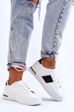 Damskie Sportowe Buty Na Platformie Biało-Czarne Soris