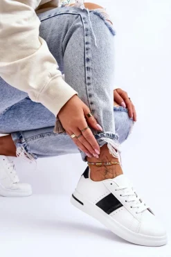 Damskie Sportowe Buty Na Platformie Biało-Czarne Soris