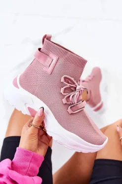 Damskie Sportowe Buty Skarpetkowe Różowe KeSports