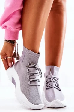 Damskie Sportowe Buty Skarpetkowe Szare KeSports