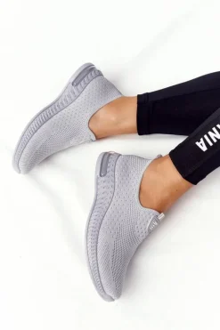 Damskie Sportowe Buty Slip-on Szare Be Stretchy