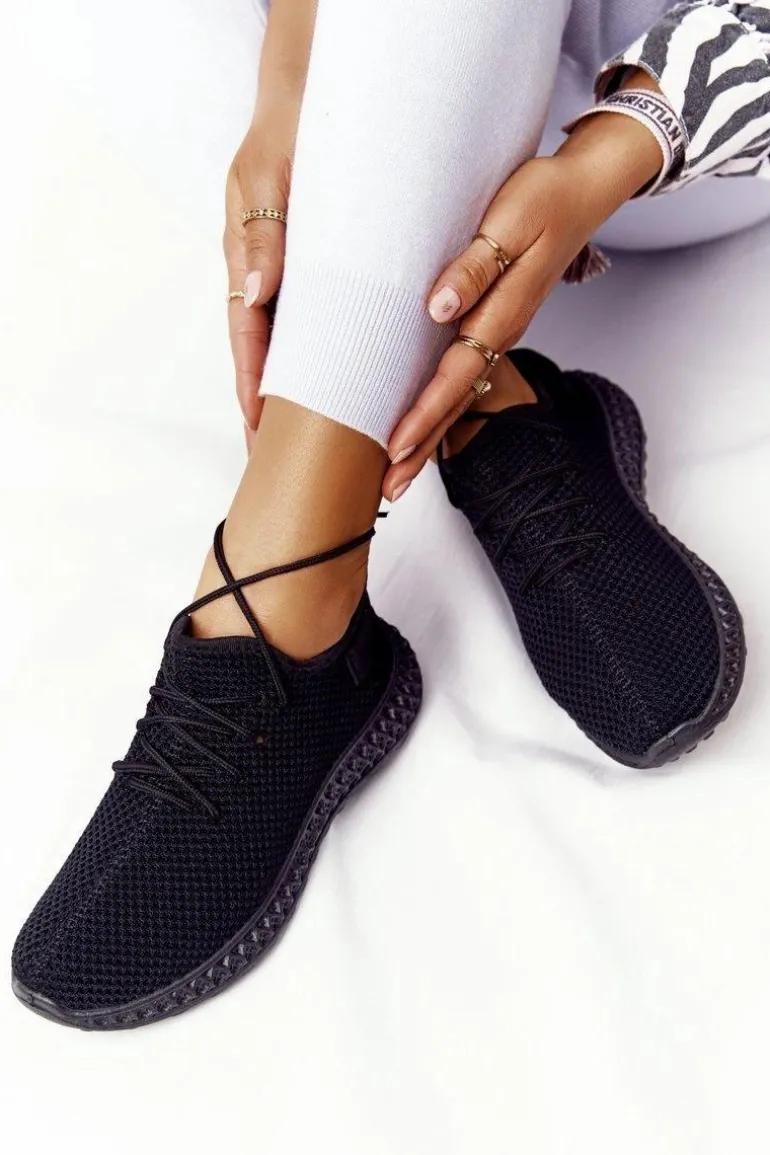 Damskie Sportowe Buty Slip-on Czarne Run Away