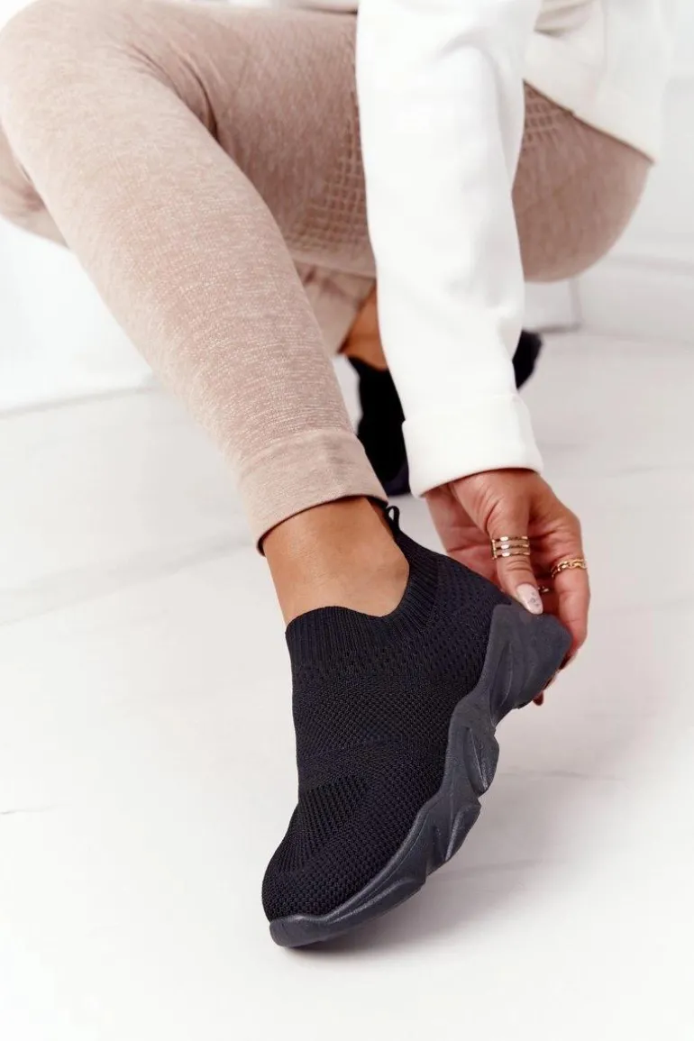 Damskie Sportowe Buty Slip-on Czarne Yoga Class