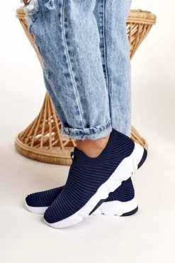 Damskie Sportowe Buty Slip-on Big Star DD274464 Granatowe