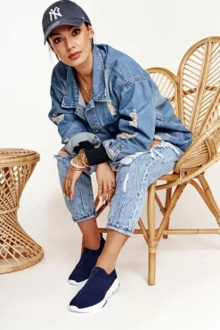 Damskie Sportowe Buty Slip-on Big Star DD274464 Granatowe