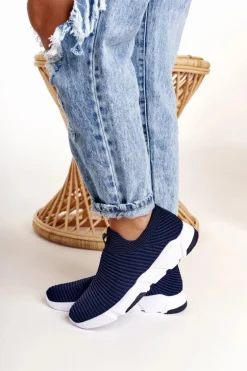 Damskie Sportowe Buty Slip-on Big Star DD274464 Granatowe