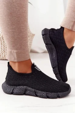 Damskie Sportowe Buty Slip-on Czarne Marathon