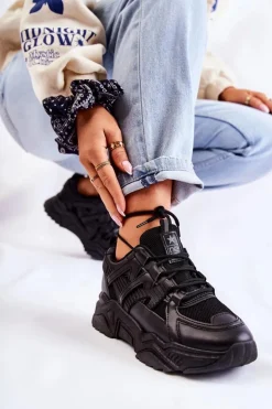 Damskie Sportowe Buty Sneakersy Czarne Daren