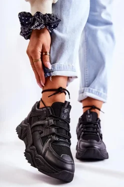 Damskie Sportowe Buty Sneakersy Czarne Daren