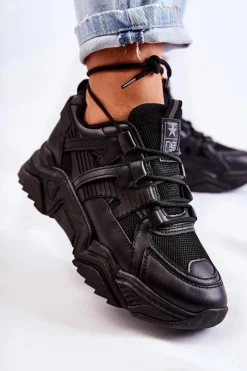 Damskie Sportowe Buty Sneakersy Czarne Daren