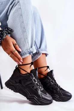 Damskie Sportowe Buty Sneakersy Czarne Daren