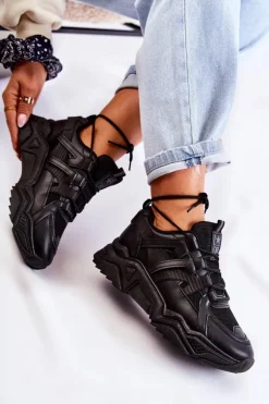 Damskie Sportowe Buty Sneakersy Czarne Daren