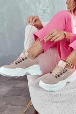 Damskie Sportowe Buty Sneakersy Big Star JJ274A222 Beżowe