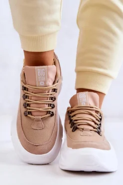 Damskie Sportowe Buty Sneakersy Big Star JJ274A222 Beżowe