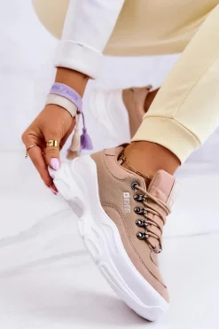 Damskie Sportowe Buty Sneakersy Big Star JJ274A222 Beżowe