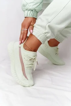 Damskie Sportowe Buty Sneakersy Jasnozielone Amazing
