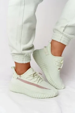 Damskie Sportowe Buty Sneakersy Jasnozielone Amazing