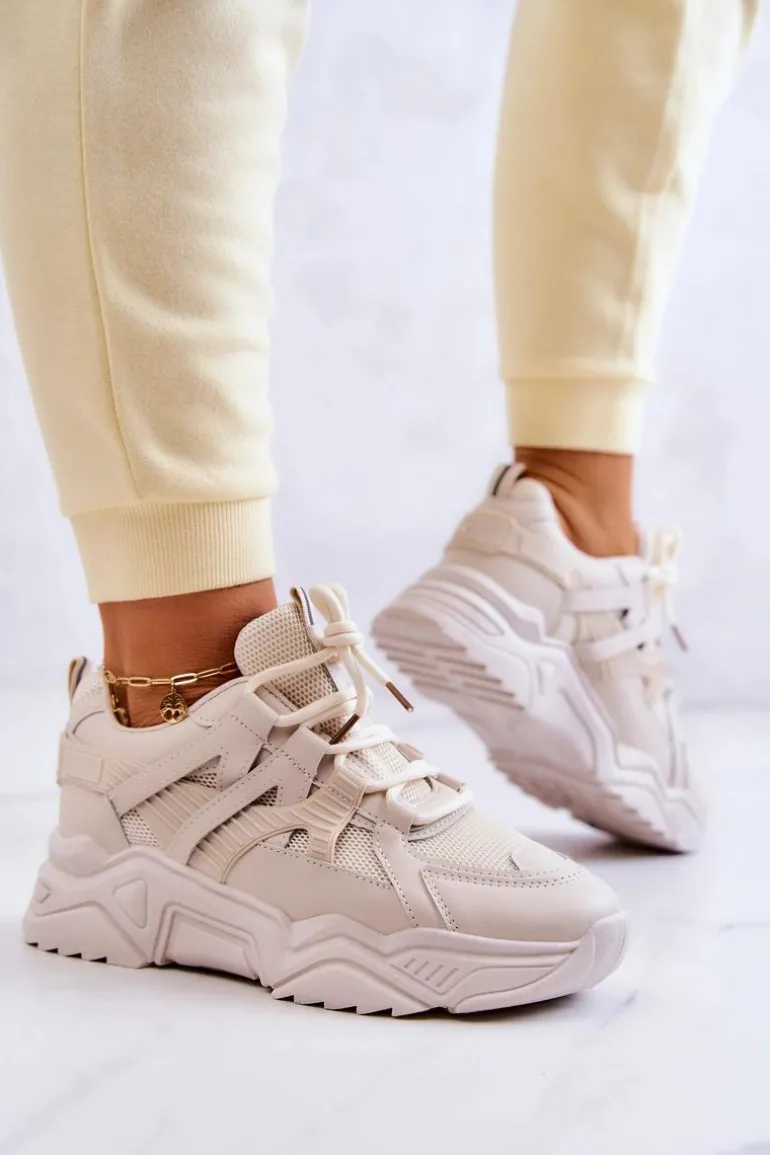 Damskie Sportowe Buty Sneakersy Beżowe Daren