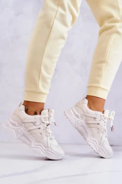 Damskie Sportowe Buty Sneakersy Beżowe Daren