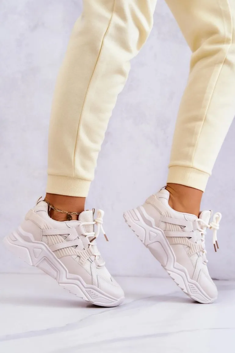 Damskie Sportowe Buty Sneakersy Beżowe Daren