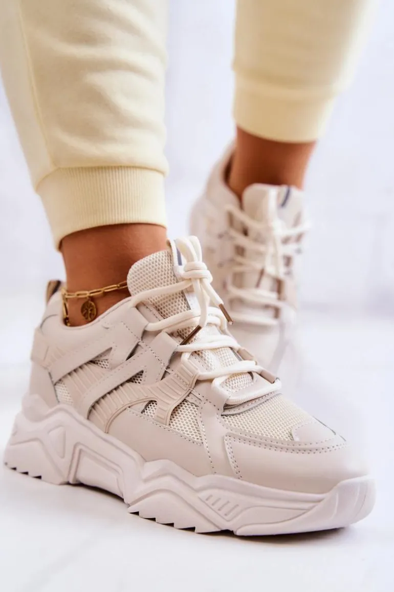 Damskie Sportowe Buty Sneakersy Beżowe Daren
