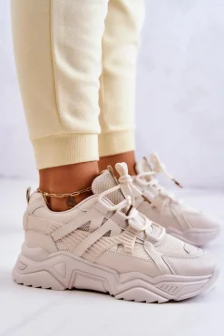 Damskie Sportowe Buty Sneakersy Beżowe Daren