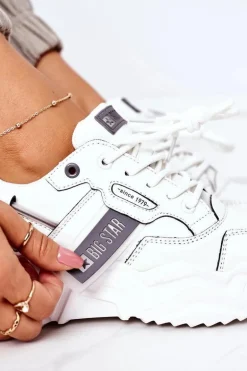 Damskie Sportowe Buty Sneakersy Big Star GG274213 Biało-Szare