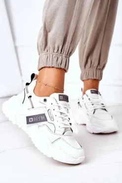 Damskie Sportowe Buty Sneakersy Big Star GG274213 Biało-Szare