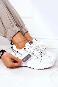 Damskie Sportowe Buty Sneakersy Big Star GG274213 Biało-Szare