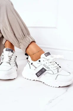 Damskie Sportowe Buty Sneakersy Big Star GG274213 Biało-Szare