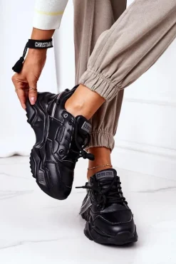 Damskie Sportowe Buty Sneakersy Big Star GG274215 Czarno-Szare