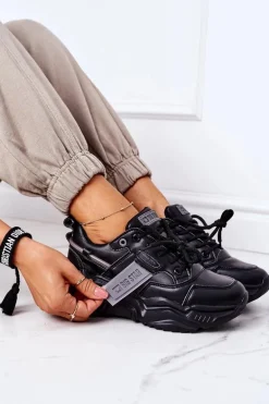 Damskie Sportowe Buty Sneakersy Big Star GG274215 Czarno-Szare