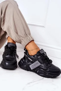 Damskie Sportowe Buty Sneakersy Big Star GG274215 Czarno-Szare