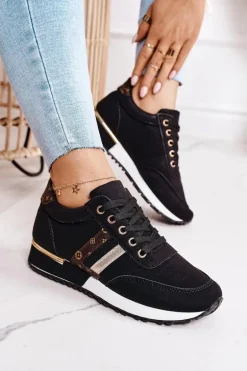 Damskie Sportowe Buty Sneakersy Czarne Lifestyle