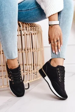 Damskie Sportowe Buty Sneakersy Czarne Lifestyle