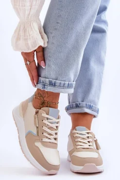 Damskie Sportowe Buty Z Suwakiem Beżowe Larisa