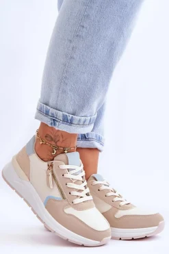 Damskie Sportowe Buty Z Suwakiem Beżowe Larisa