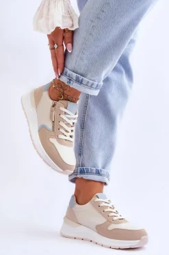 Damskie Sportowe Buty Z Suwakiem Beżowe Larisa