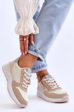 Damskie Sportowe Buty Z Suwakiem Beżowe Larisa