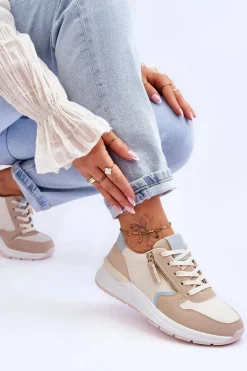 Damskie Sportowe Buty Z Suwakiem Beżowe Larisa