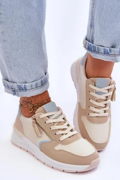 Damskie Sportowe Buty Z Suwakiem Beżowe Larisa