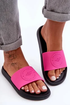 Damskie Sportowe Klapki 4F 4FSS23FFLIF069-55S Różowo-Czarne