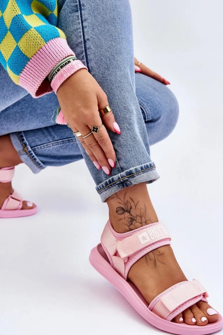 Damskie Sportowe Sandały Big Star LL274729 Różowe