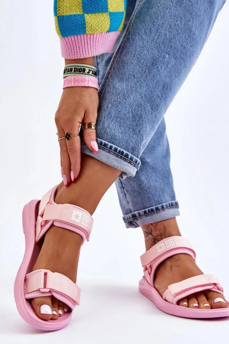 Damskie Sportowe Sandały Big Star LL274729 Różowe